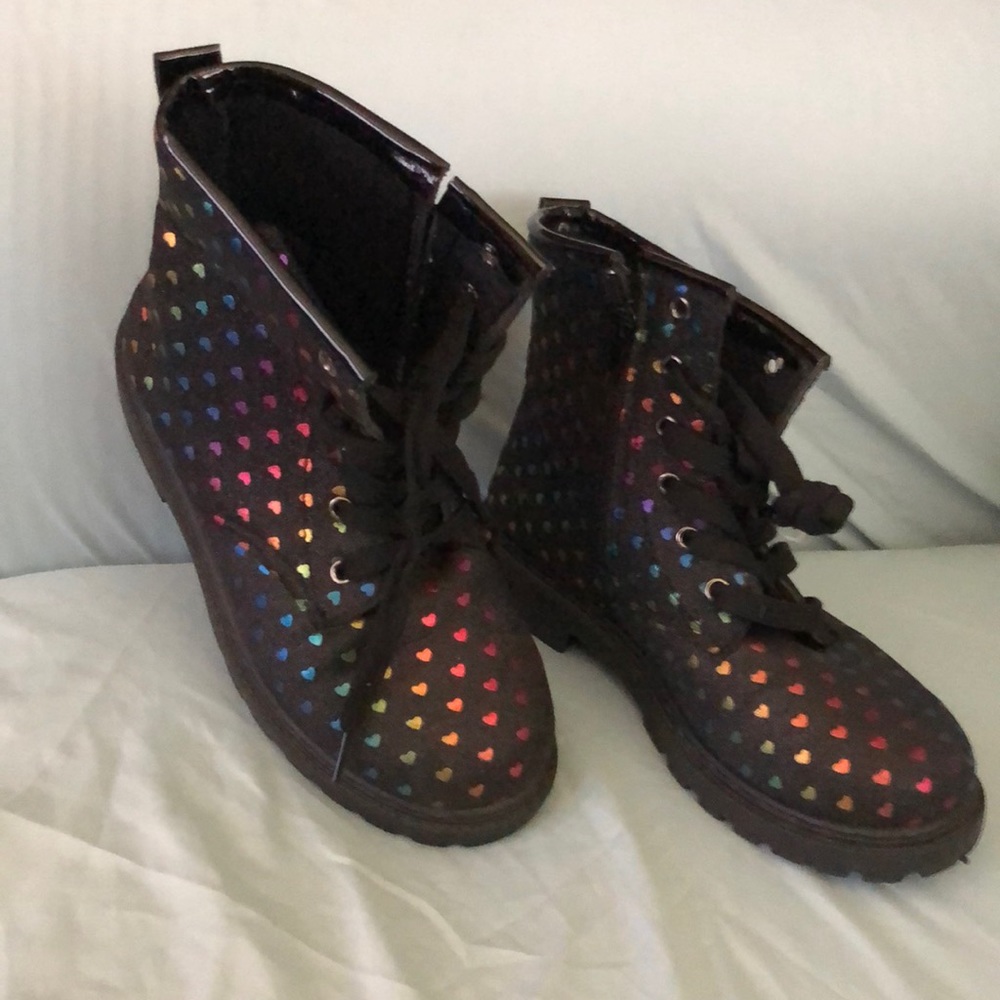 Black with colored hearts
